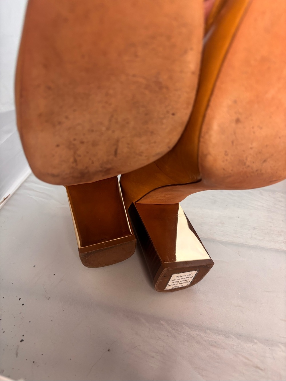 Tory Burch tan Yardley Leather square Toe Pumps w/ Gold Logo size 10 M - Picture 10 of 10